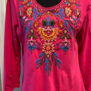 Johnny Was Pink Embroidered Tunic.